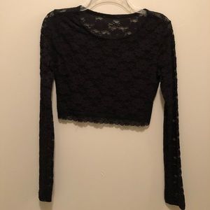 Black Long sleeved lace crop top